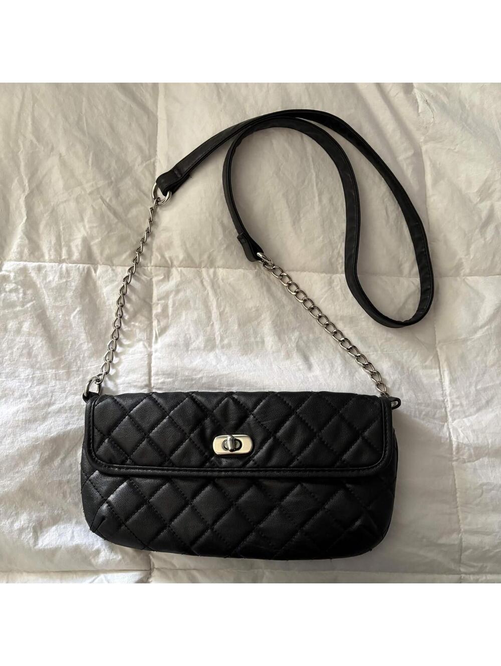 black silver chain cross body